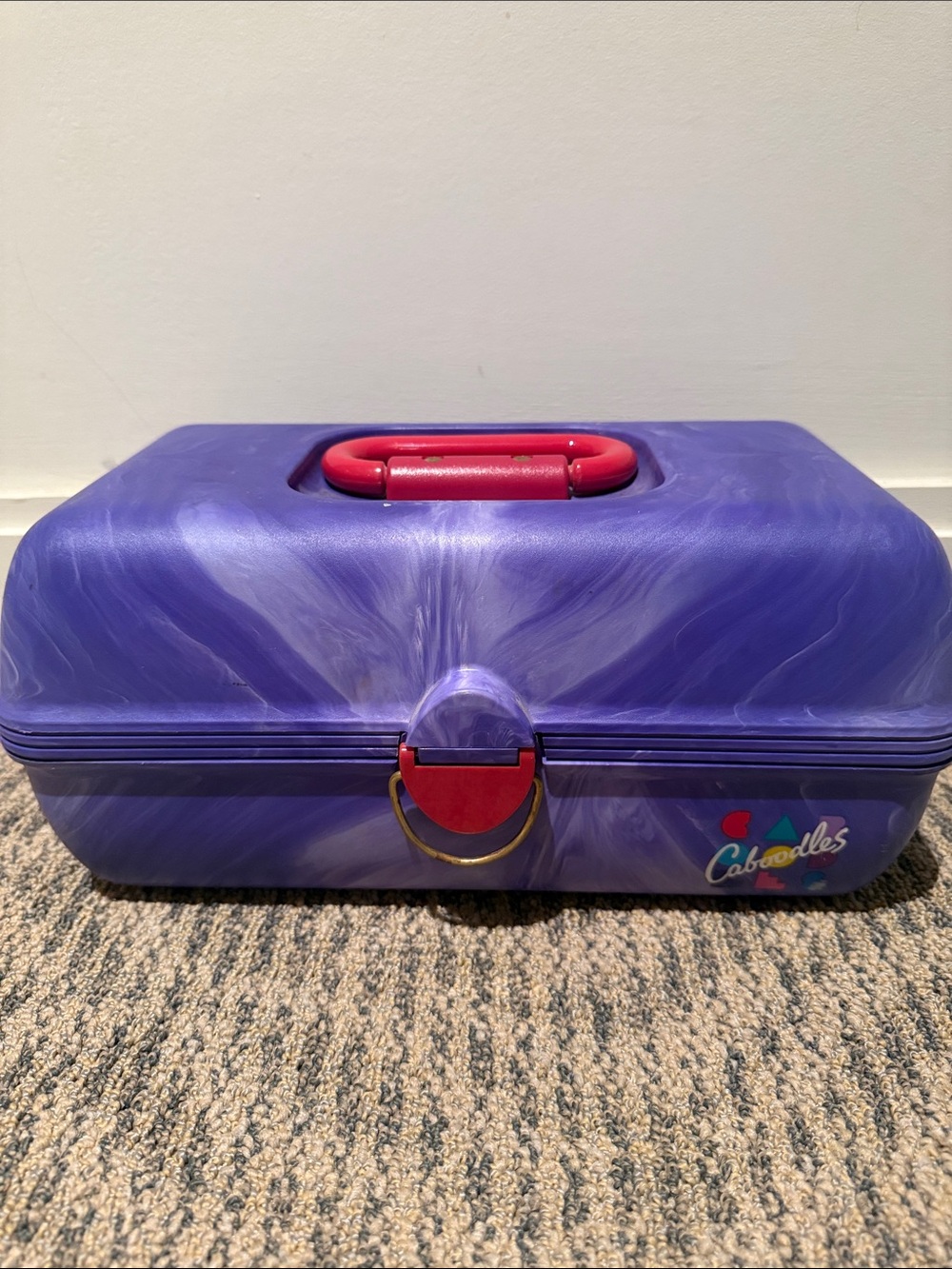 Vintage Caboodles Purple Swirl Case with Mirror, Removable Tray & Latch Closure